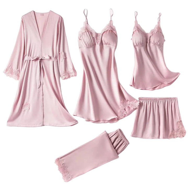 Damen Mehrteiliges Nachtwäsche Set mit Spitzendetails-Women Set-Alpenkind
