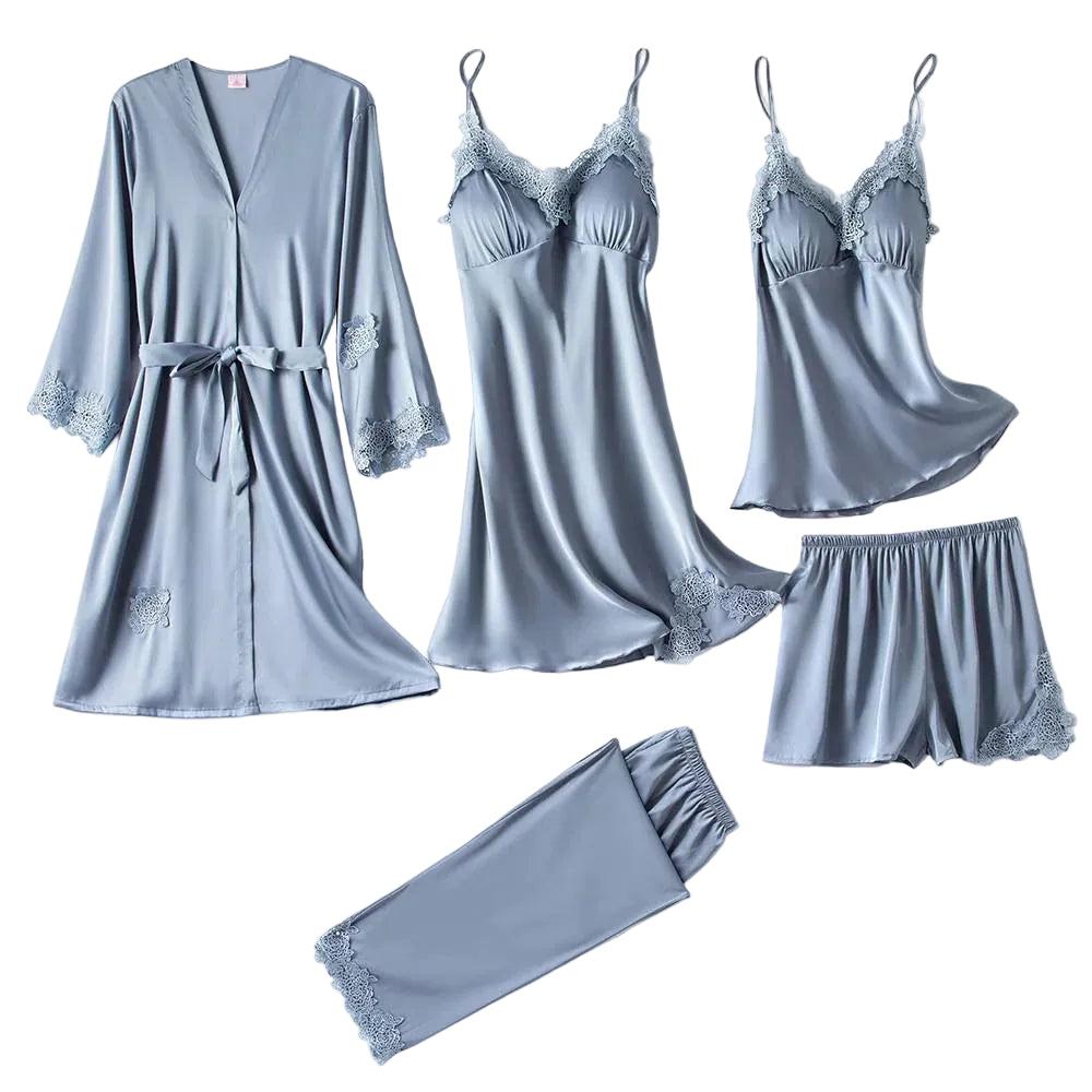 Damen Mehrteiliges Nachtwäsche Set mit Spitzendetails-Women Set-Alpenkind