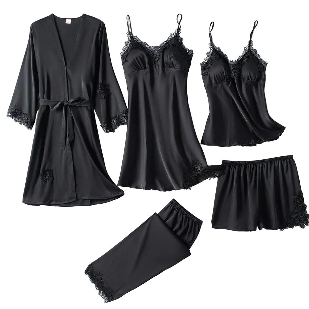 Damen Mehrteiliges Nachtwäsche Set mit Spitzendetails-Women Set-Alpenkind