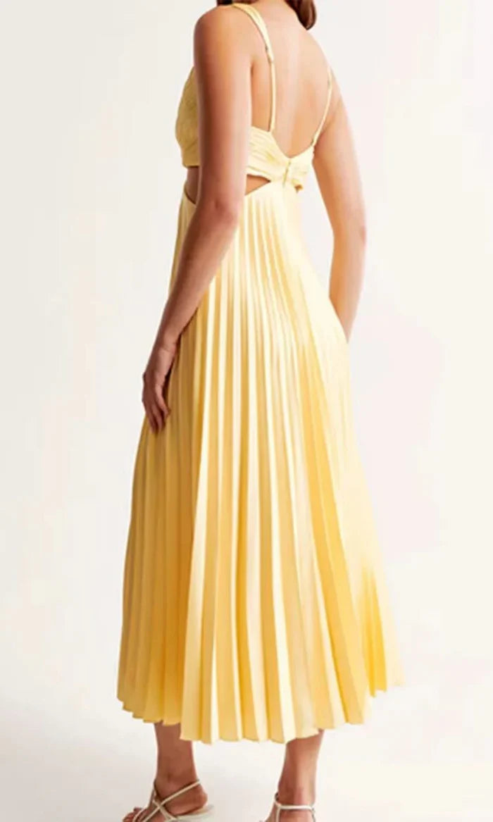 Damen Midi Kleid mit V-Ausschnitt und Plisseerock-Midi Dress-Alpenkind