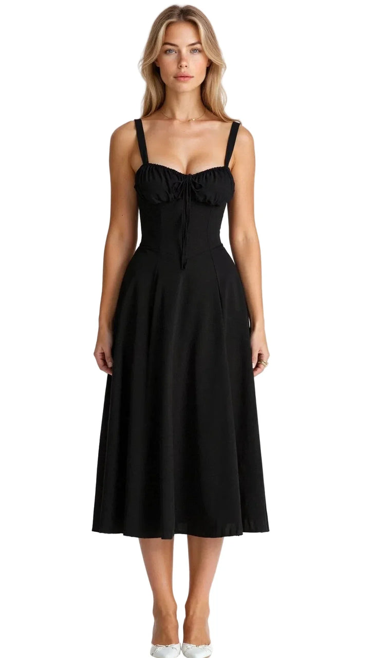 Damen Midikleid im Korsettstil mit Blumenmuster-Midi Dress-Alpenkind