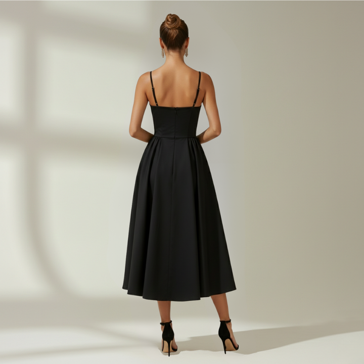 Damen Midikleid mit Blumenmuster und schmalen Trägern-Midi Dress-Alpenkind