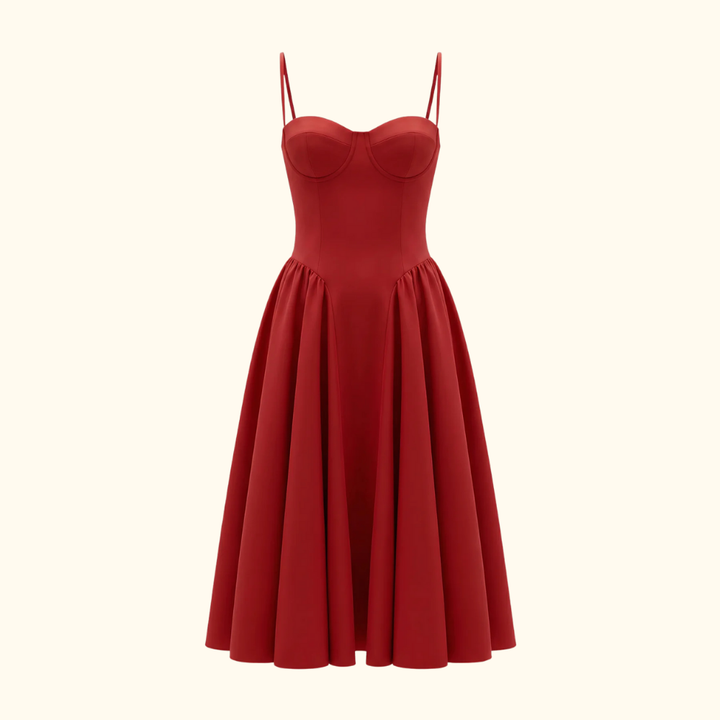 Damen Midikleid mit Blumenmuster und schmalen Trägern-Midi Dress-Alpenkind