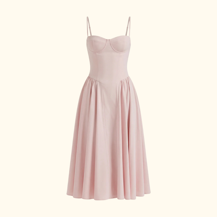 Damen Midikleid mit Blumenmuster und schmalen Trägern-Midi Dress-Alpenkind