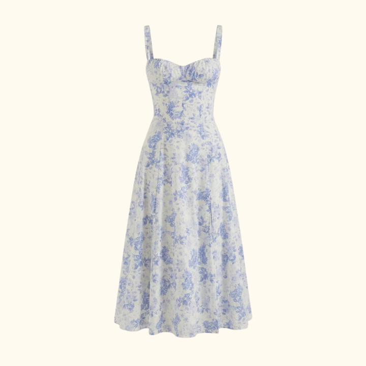 Damen Midikleid mit Herz-Ausschnitt und Trägern-Midi Dress-Alpenkind