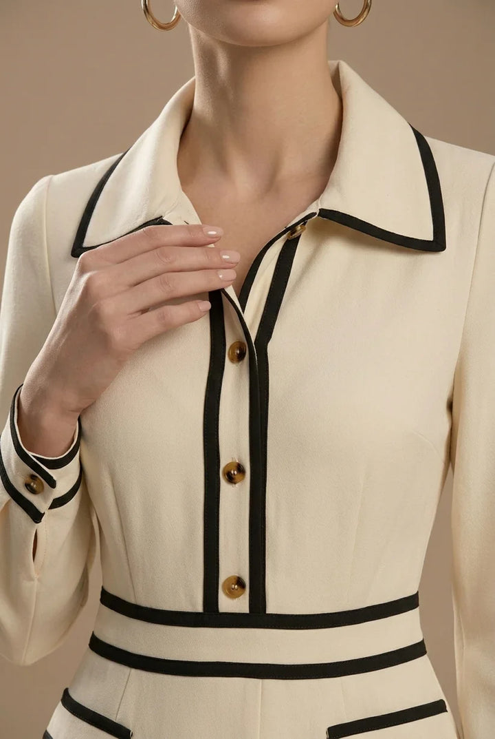 Damen Midikleid mit Knopfleiste und Kragen-Mini Dress-Alpenkind