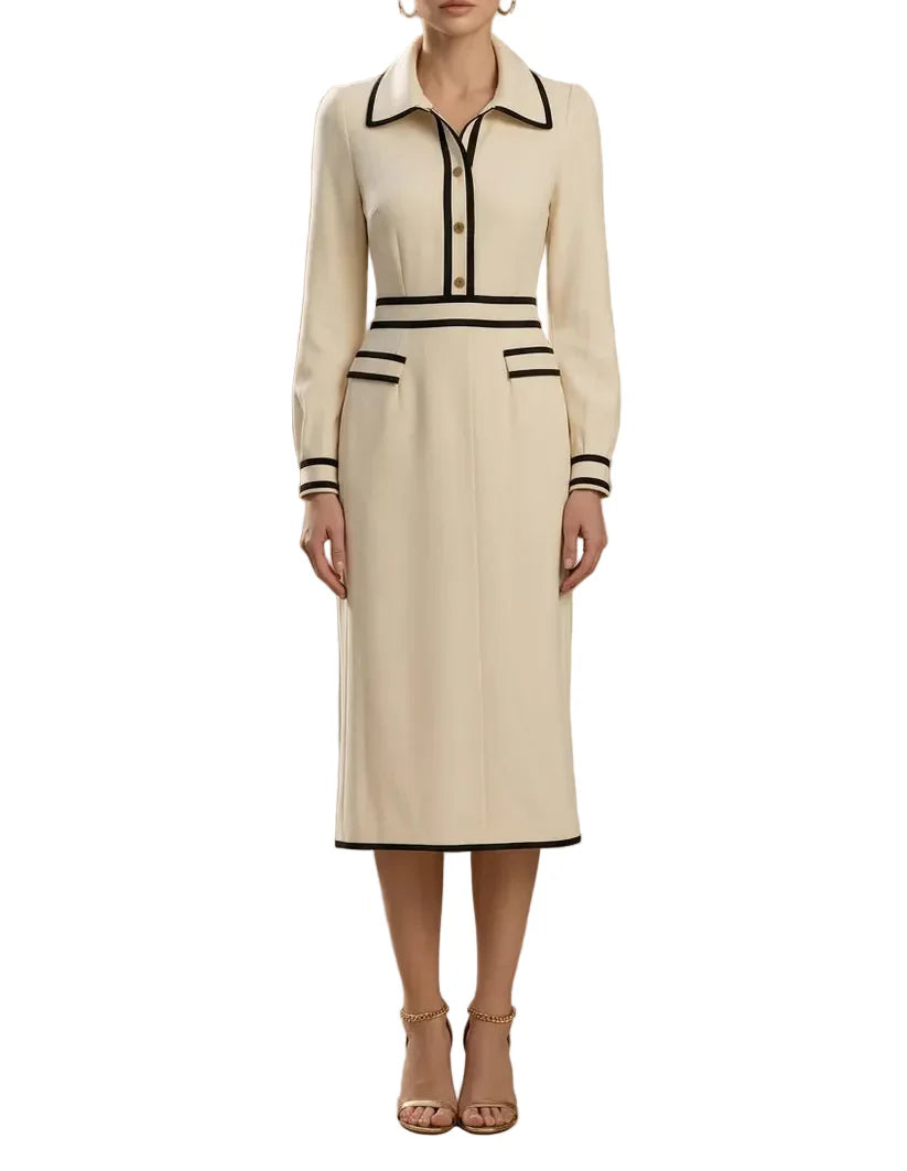 Damen Midikleid mit Knopfleiste und Kragen-Mini Dress-Alpenkind