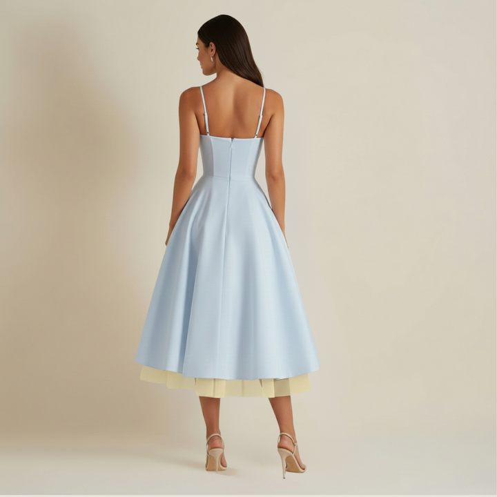 Damen Midikleid mit Korsettoberteil und schmalen Trägern-Midi Dress-Alpenkind