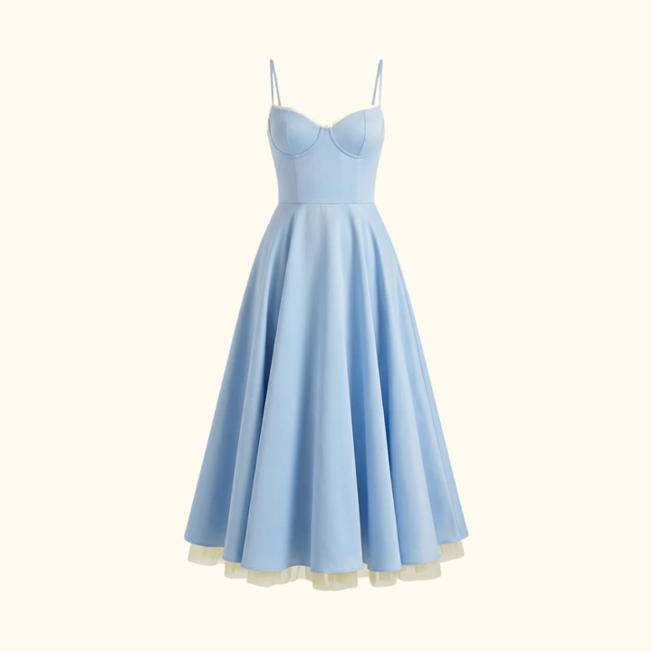 Damen Midikleid mit Korsettoberteil und schmalen Trägern-Midi Dress-Alpenkind