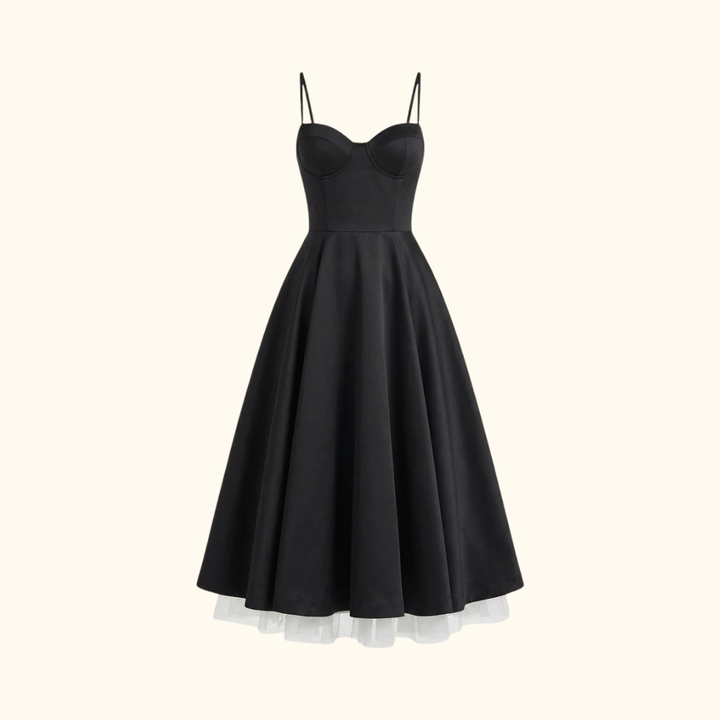 Damen Midikleid mit Korsettoberteil und schmalen Trägern-Midi Dress-Alpenkind