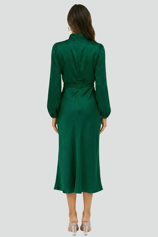 Damen Midikleid mit Stehkragen und langen Ärmeln-Midi Dress-Alpenkind