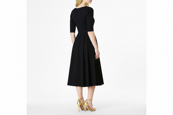 Damen-Midikleid mit V-Ausschnitt und Faltenrock-Midi Dress-Alpenkind