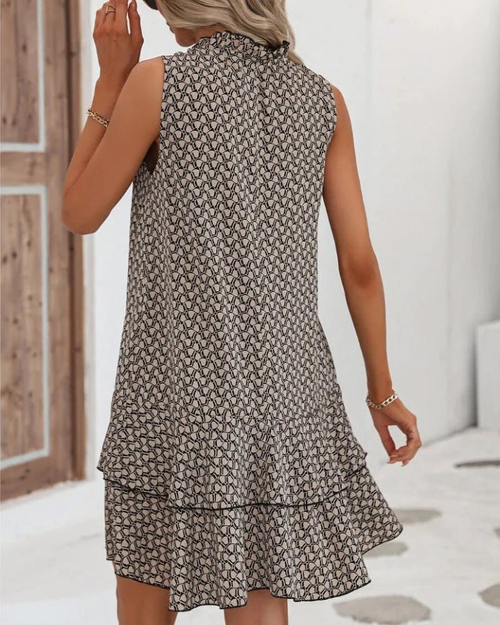 Damen Midikleid ohne Ärmel mit gestuftem Saum und Bindeband