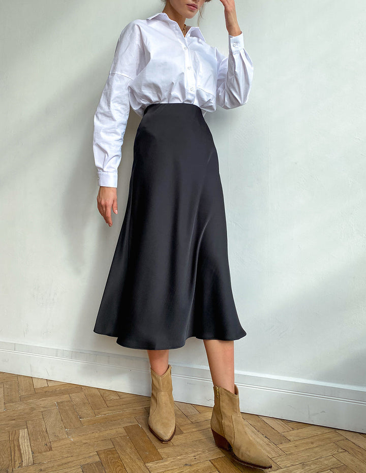 Damen Midirock mit A-Linien-Form und Hoher Taille
