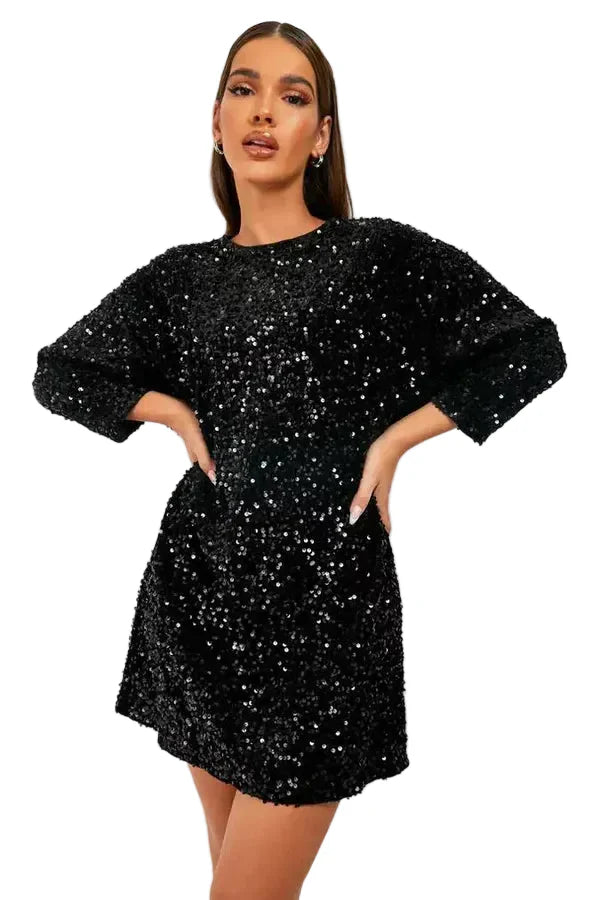 Damen Mini Kleid mit langen Ärmeln, offenem Rücken und Schleifendetail-Mini Dress-Alpenkind