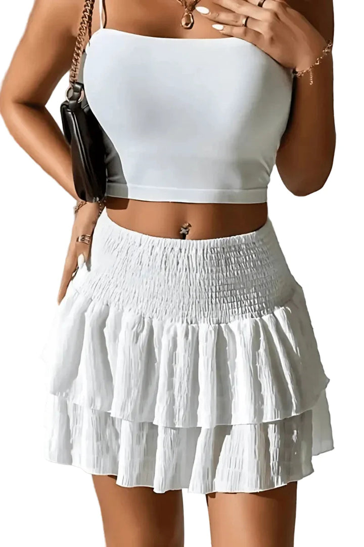 Damen Mini Stufenrock mit Elastischem Bund-Women Skirt-Alpenkind