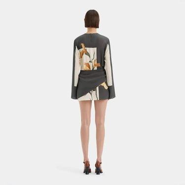 Damen Minikleid mit langen Ärmeln und Drapiertem Vorderteil-Mini Dress-Alpenkind