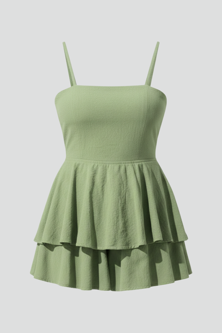 Damen Minikleid mit Spaghettiträgern und Doppelstufigem Rock-Mini Dress-Alpenkind