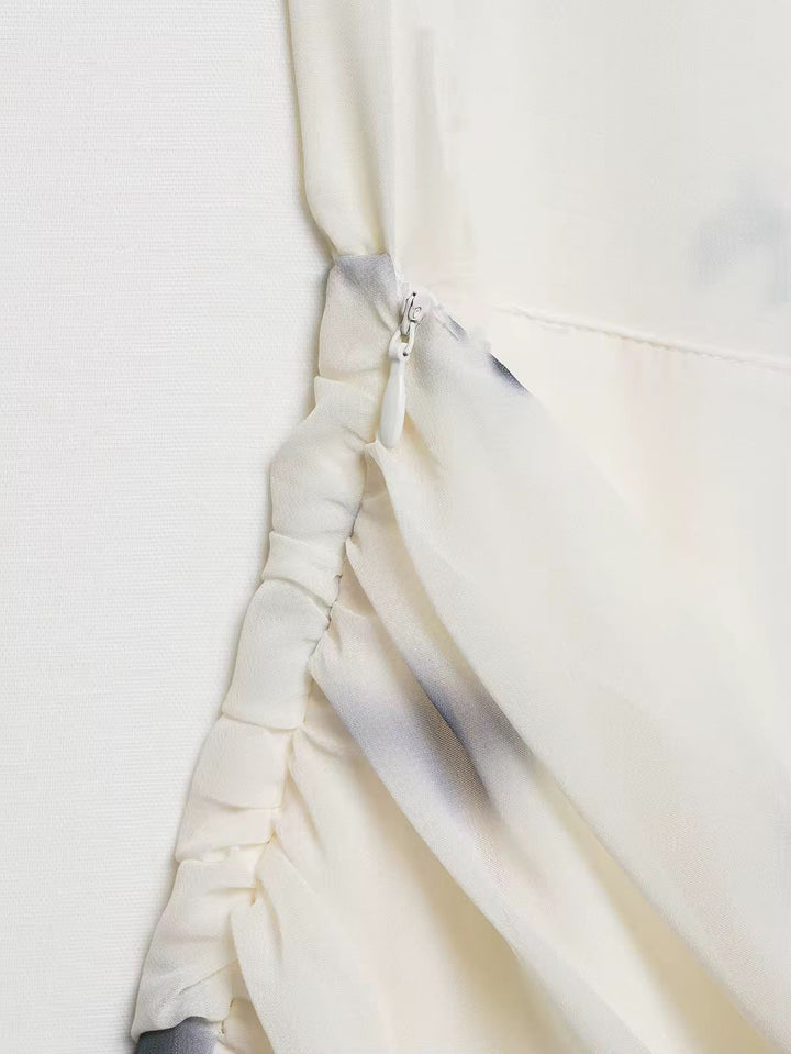 Damen Neckholder Maxikleid mit Schmetterlingmuster und offenem Rücken mit geraffter Taille