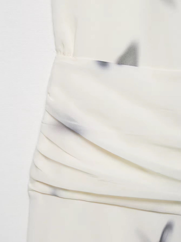 Damen Neckholder Maxikleid mit Schmetterlingmuster und offenem Rücken mit geraffter Taille