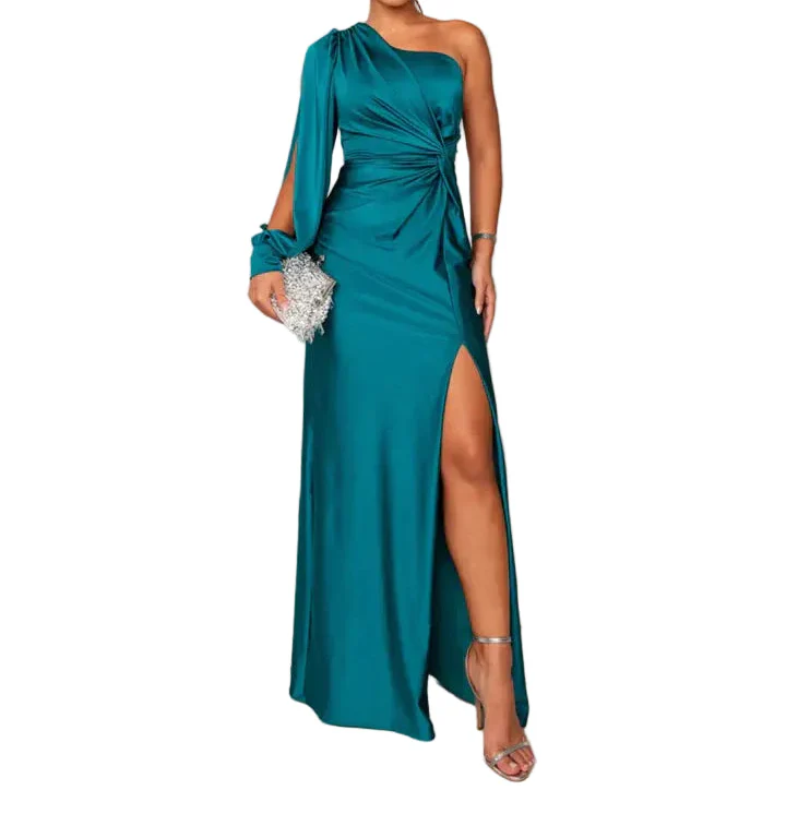 Damen One-Shoulder Abend-Maxikleid-Maxi Dress-Alpenkind