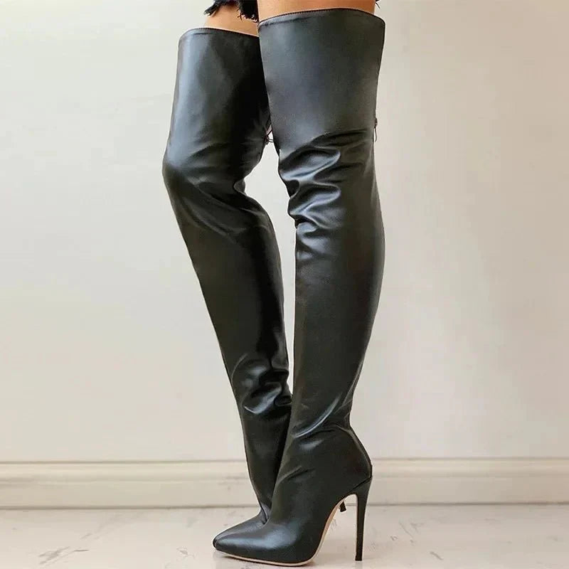 Damen Overknee Stiefel mit Hohem Absatz-Women Footwear-Alpenkind