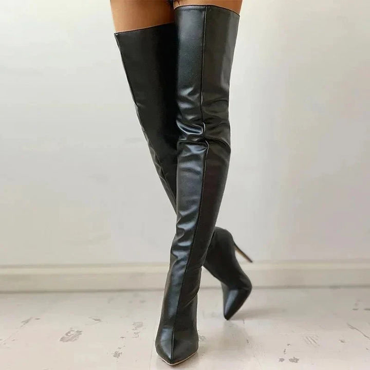 Damen Overknee Stiefel mit Hohem Absatz-Women Footwear-Alpenkind