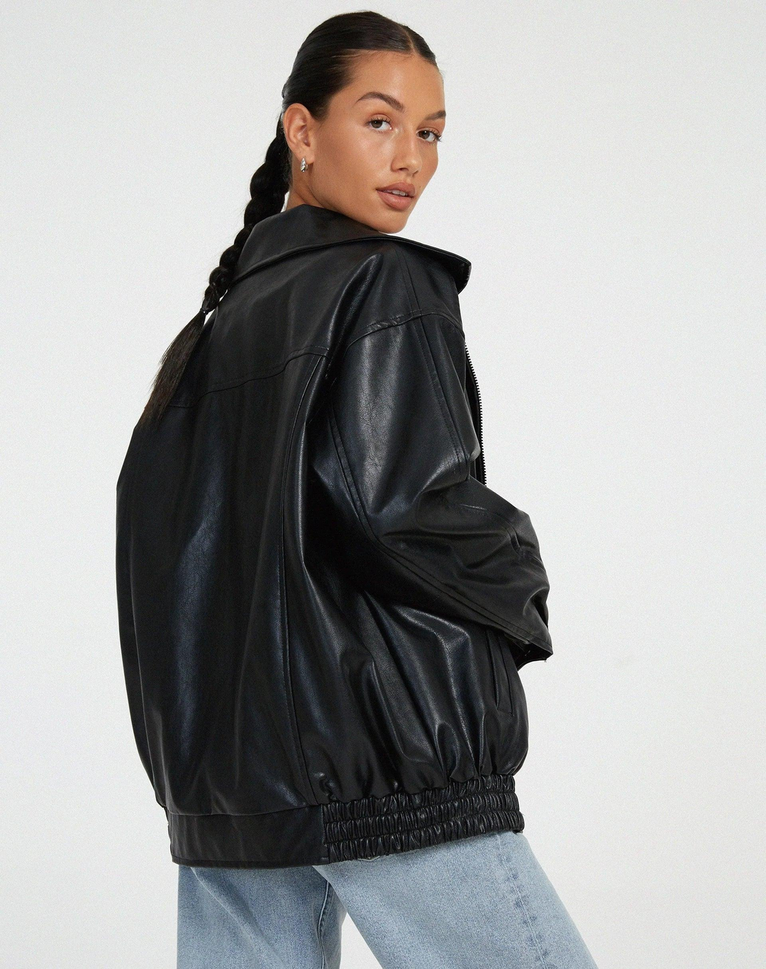 Damen Oversize Jacke mit Kragen und Reißverschluss-Women Outerwear-Alpenkind