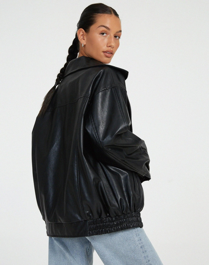 Damen Oversize Jacke mit Kragen und Reißverschluss-Women Outerwear-Alpenkind
