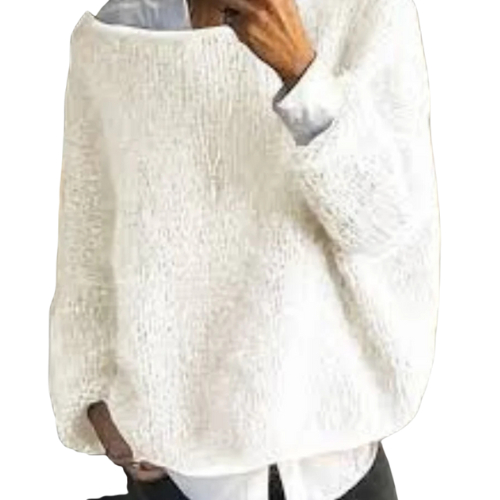 Damen Oversize-Strickpullover mit weitem Ausschnitt-Women Sweaters-Alpenkind