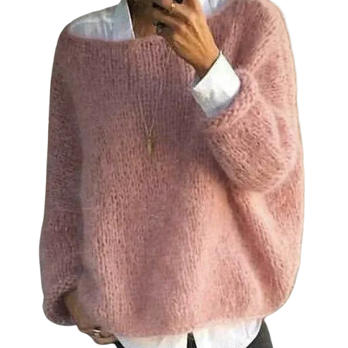 Damen Oversize-Strickpullover mit weitem Ausschnitt-Women Sweaters-Alpenkind