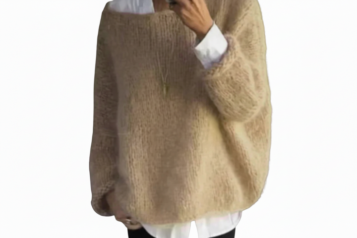 Damen Oversize-Strickpullover mit weitem Ausschnitt-Women Sweaters-Alpenkind