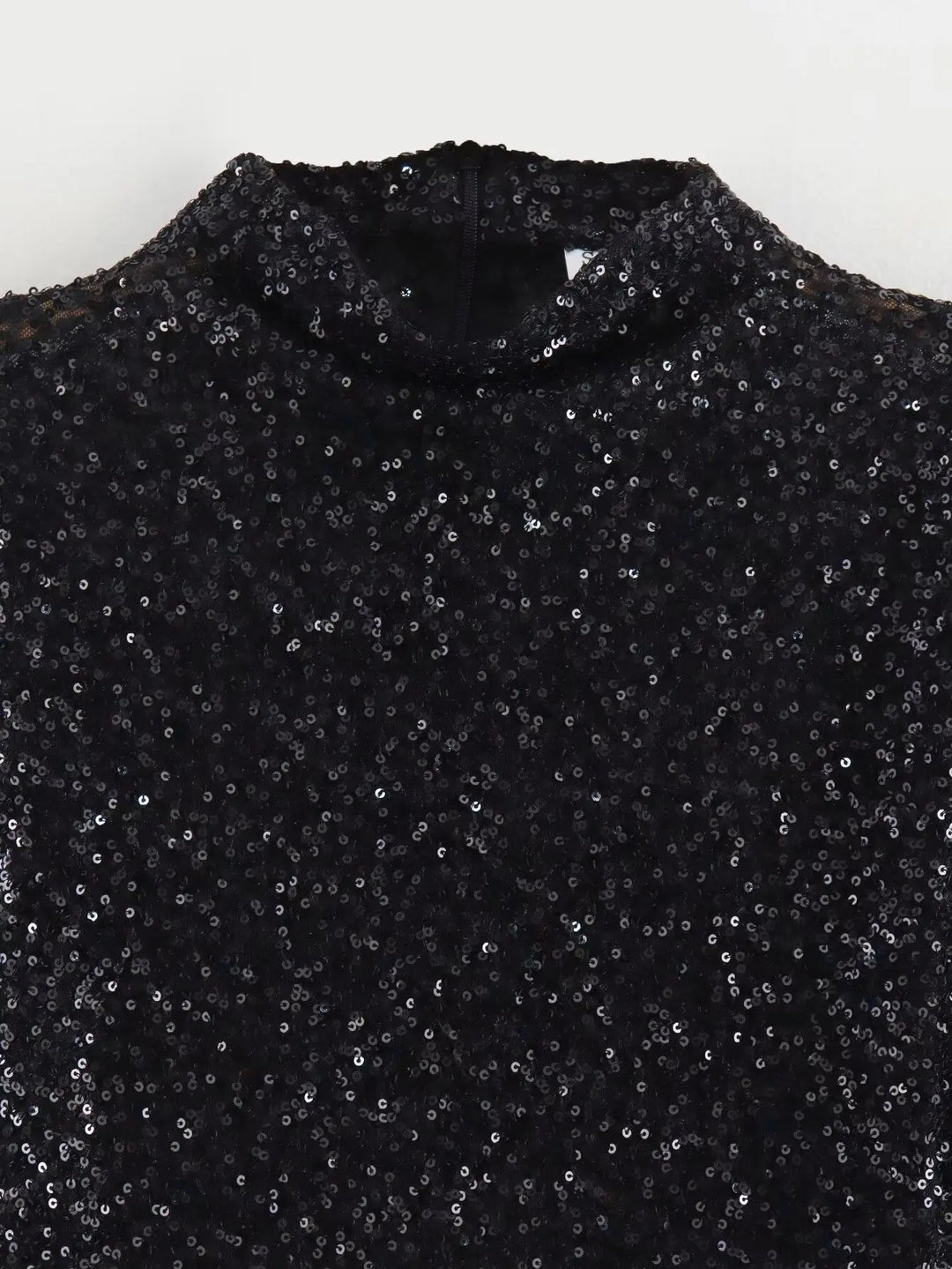 Damen Pailletten-Minikleid mit Rundhalsausschnitt und Strukturierten Schultern