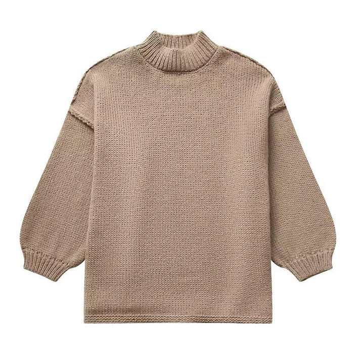 Damen Pullover mit Rundhalsausschnitt und Ballonärmeln