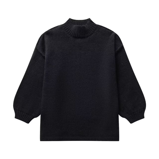 Damen Pullover mit Rundhalsausschnitt und Ballonärmeln