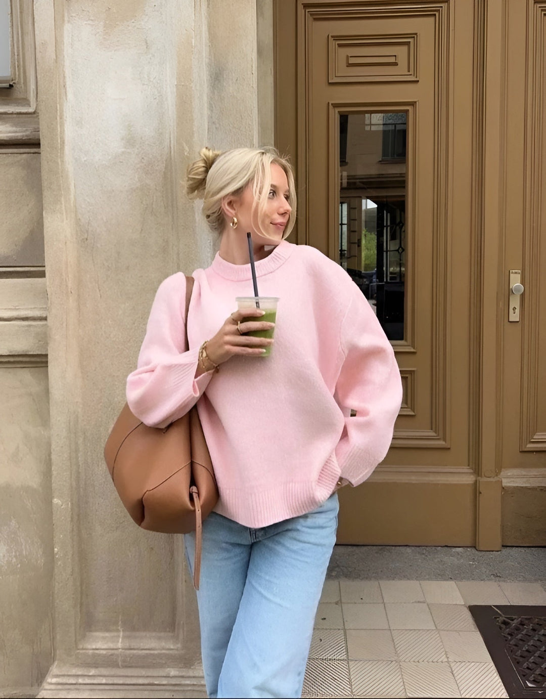 Damen-Pullover mit Rundhalsausschnitt und langen Ärmeln