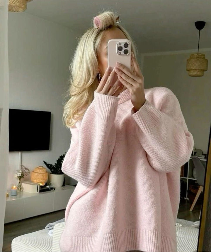 Damen-Pullover mit Rundhalsausschnitt und langen Ärmeln