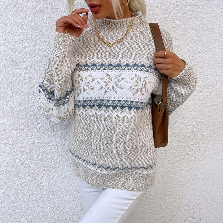 Damen Pullover mit Rundhalsausschnitt und Schneeflocken-Muster