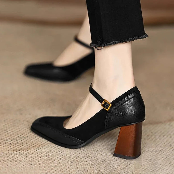 Damen Pumps mit eckiger Spitze und Riemenverschluss-Women Footwear-Alpenkind