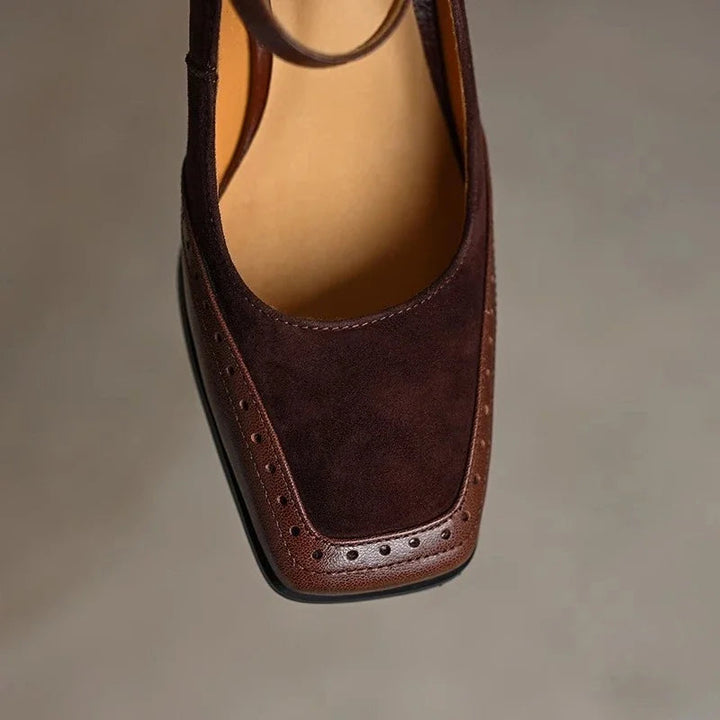 Damen Pumps mit eckiger Spitze und Riemenverschluss-Women Footwear-Alpenkind