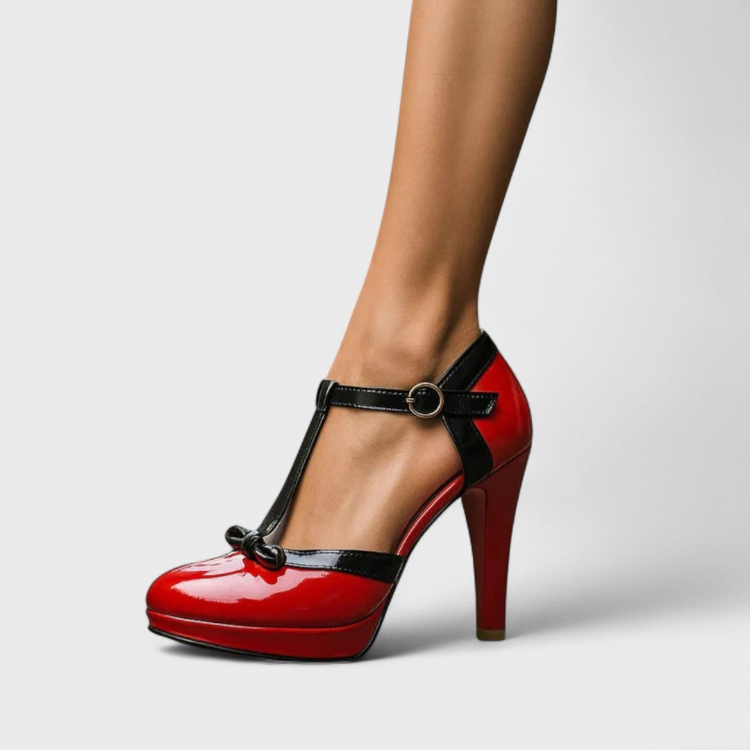 Damen Pumps mit T-Riemen und Schnallenverschluss-Women Footwear-Alpenkind