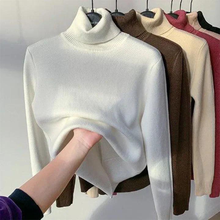 Damen Rollkragen Strickoberteil mit Langarm-Women Sweaters-Alpenkind