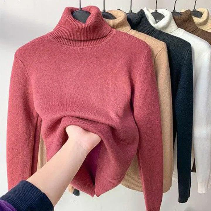 Damen Rollkragen Strickoberteil mit Langarm-Women Sweaters-Alpenkind