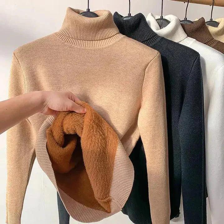 Damen Rollkragen Strickoberteil mit Langarm-Women Sweaters-Alpenkind