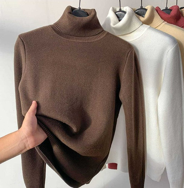 Damen Rollkragen Strickoberteil mit Langarm-Women Sweaters-Alpenkind