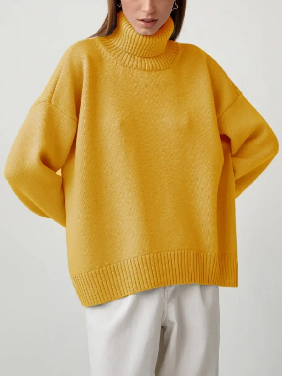 Damen Rollkragenpullover mit hohem Kragen und elastischen Bündchen