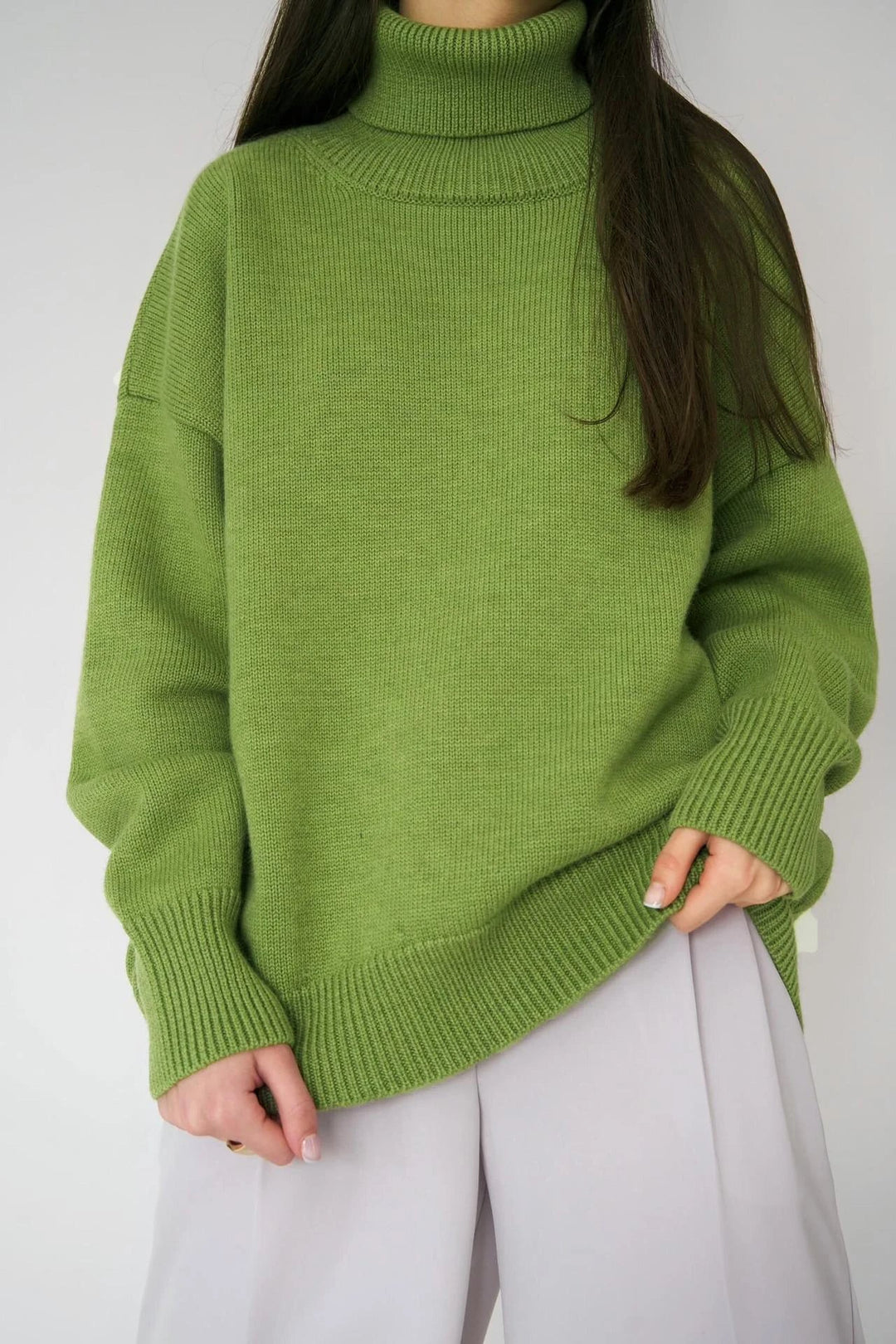 Damen Rollkragenpullover mit hohem Kragen und elastischen Bündchen