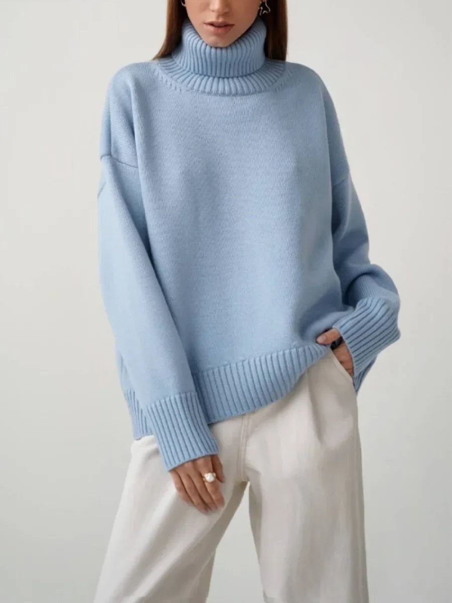 Damen Rollkragenpullover mit hohem Kragen und elastischen Bündchen