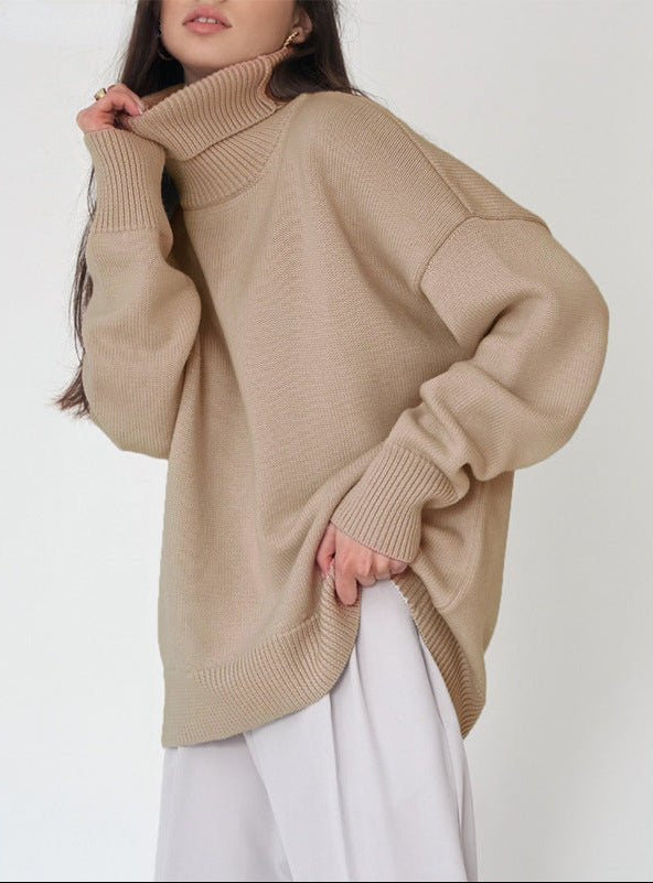 Damen Rollkragenpullover mit hohem Kragen und elastischen Bündchen