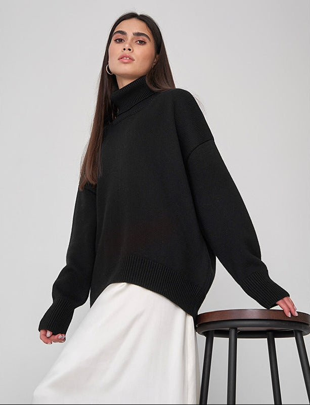 Damen Rollkragenpullover mit hohem Kragen und elastischen Bündchen